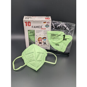 FAMEX Premium Kinder FFP2 Masken - XXS  - hellgr&uuml;n